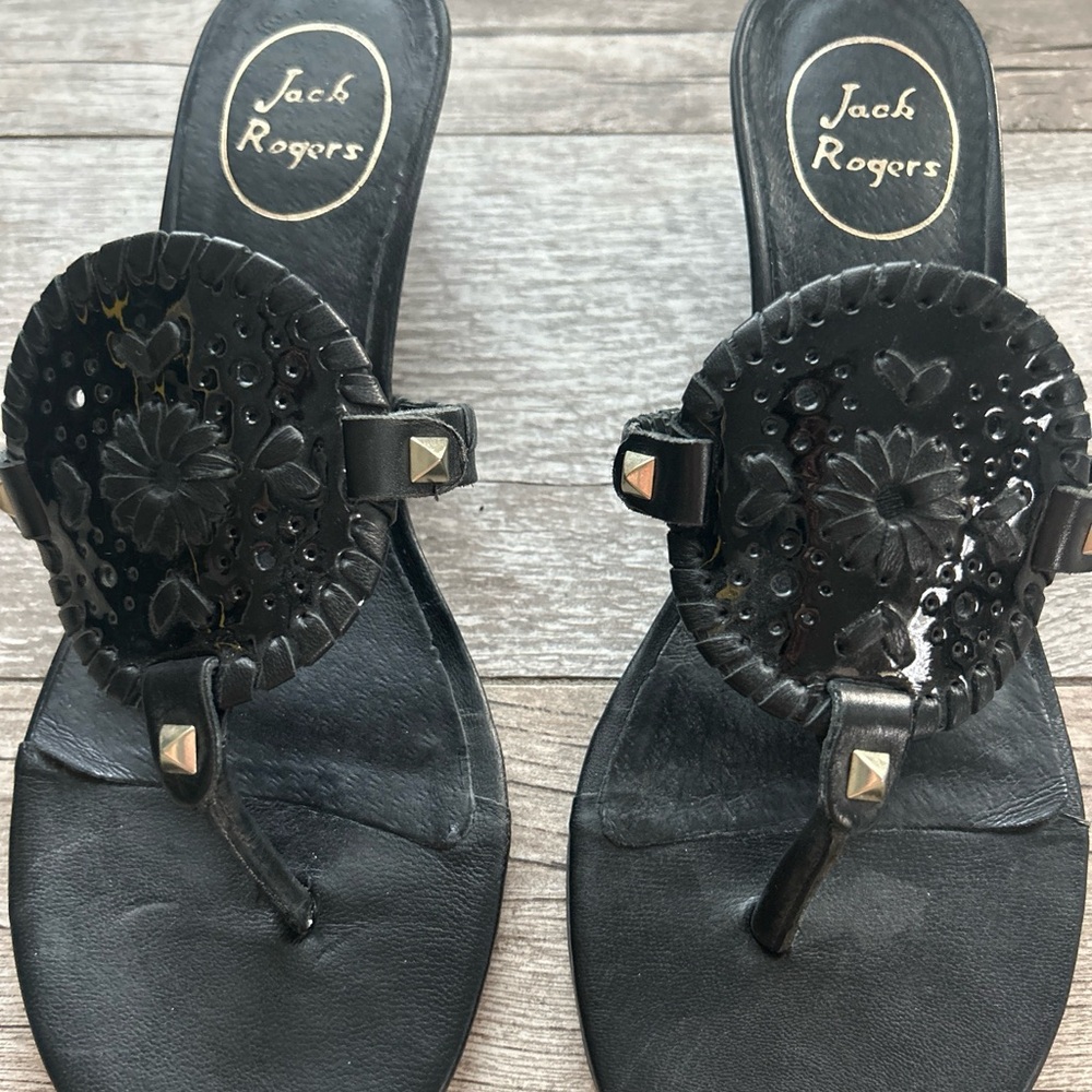 Jack Rogers Women’s Studded Black  Slip on  Wedge Sandals  Shoes  size 8